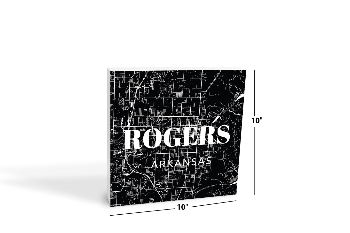 Minimalist B&W Arkansas Rogers Map State | Wood Block | Eaches | Min 2