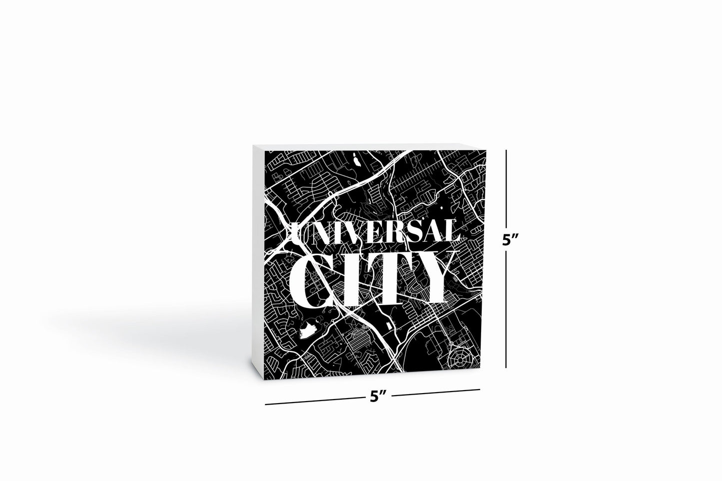 Minimalistic B&W Texas Universal City Map| Wood Block | Eaches | Min 4