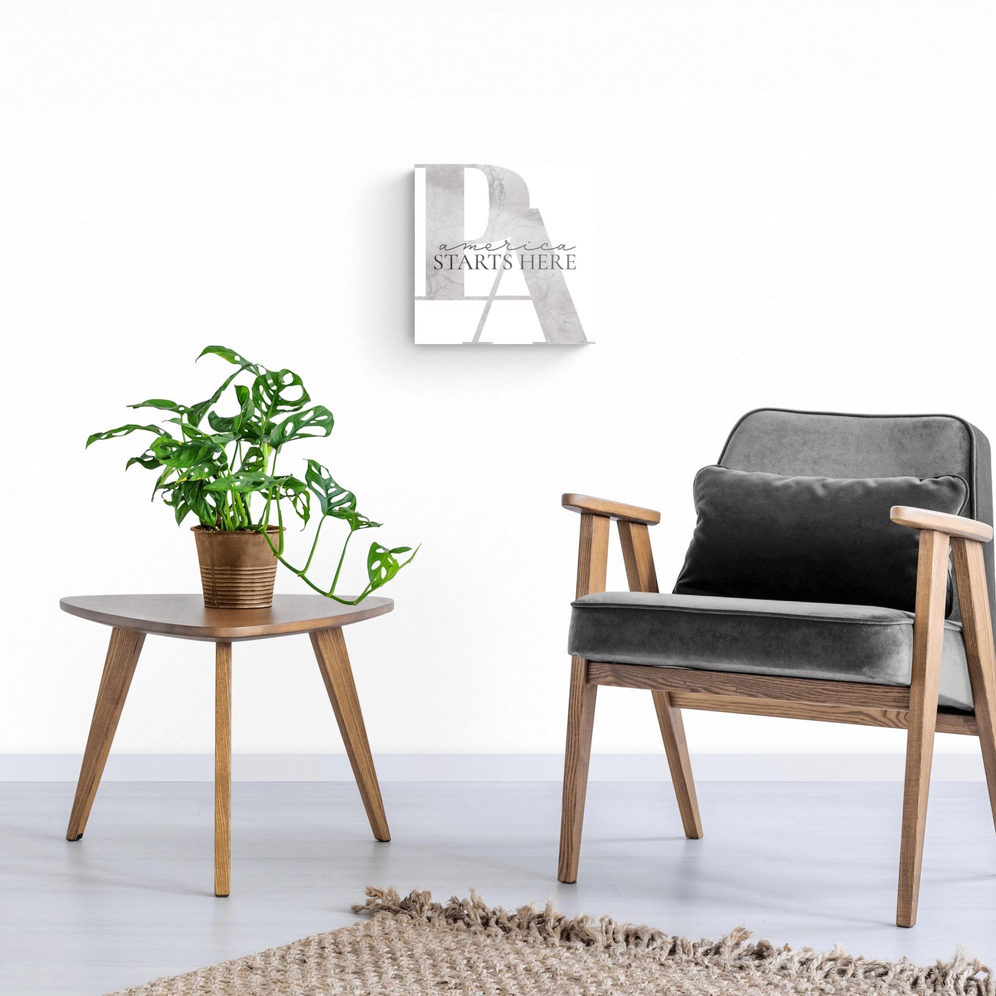 Minimalistic B&W Pennsylvania America Quip | Hi-Def Glass Art | Eaches | Min 1