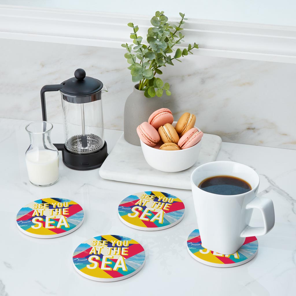 See You At The Sea | Absorbent Coasters | Set of 4 | Min 2