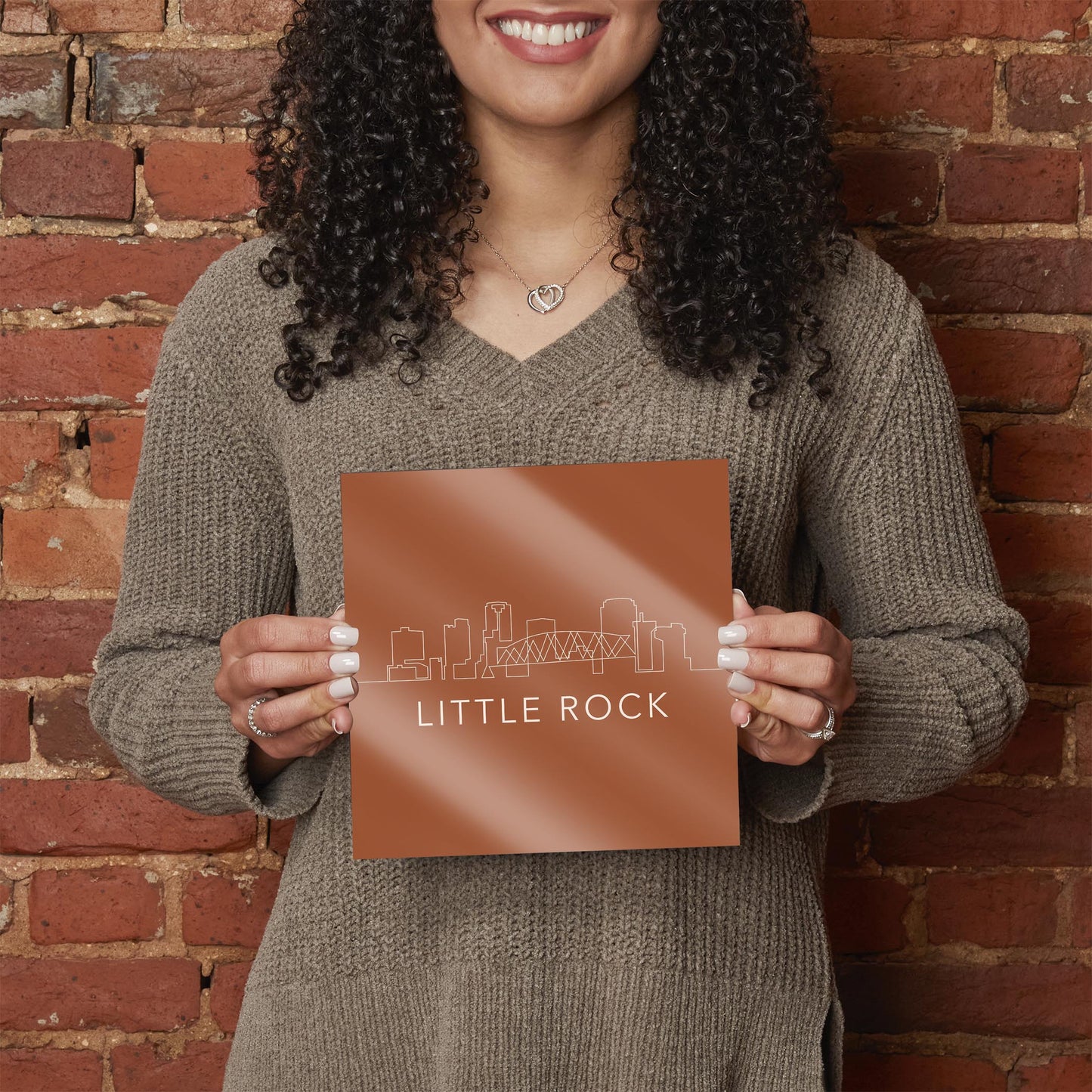 Modern Minimalist Arkansas Little Rock Skyline | Hi-Def Glass Art | Eaches | Min 2