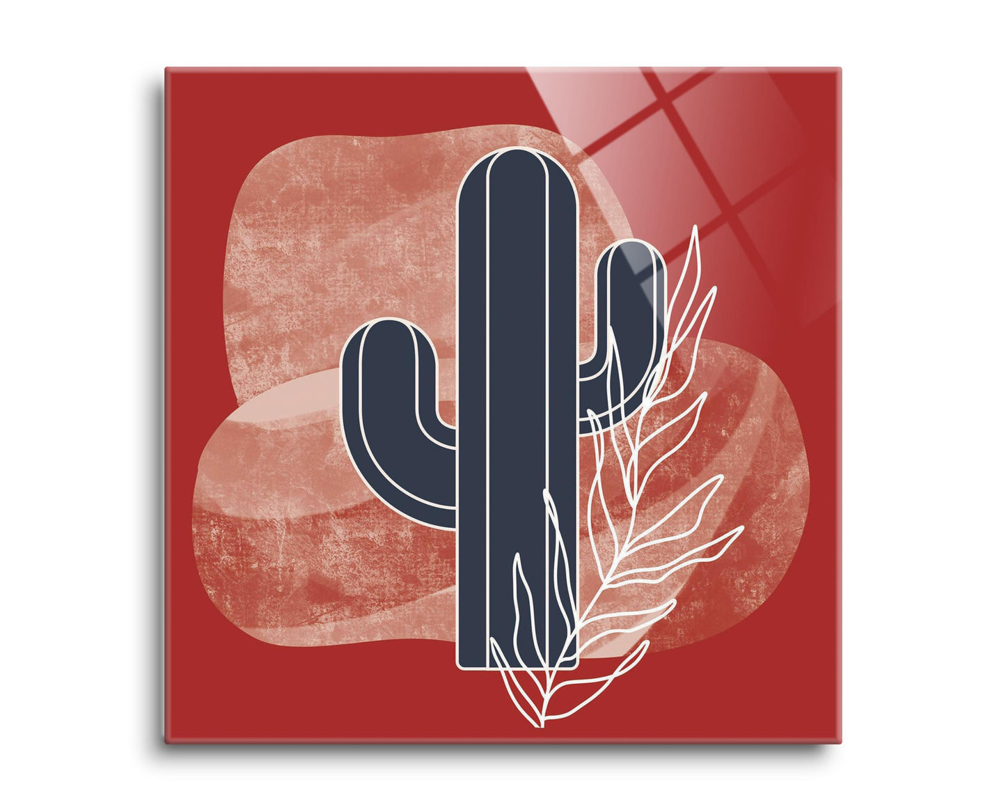 Modern Minimalist Texas Colors Cactus | Hi-Def Glass Art | Eaches | Min 2