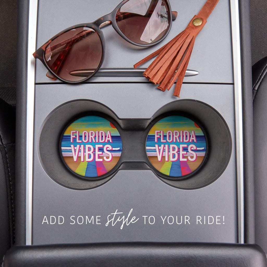 Florida Vibes | Absorbent Car Coasters | Set of 2 | Min 4