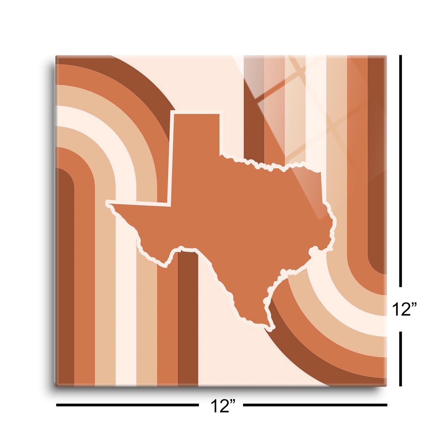 Modern Minimalist Texas State Shape Retro Lines | Hi-Def Glass Art | Eaches | Min 1