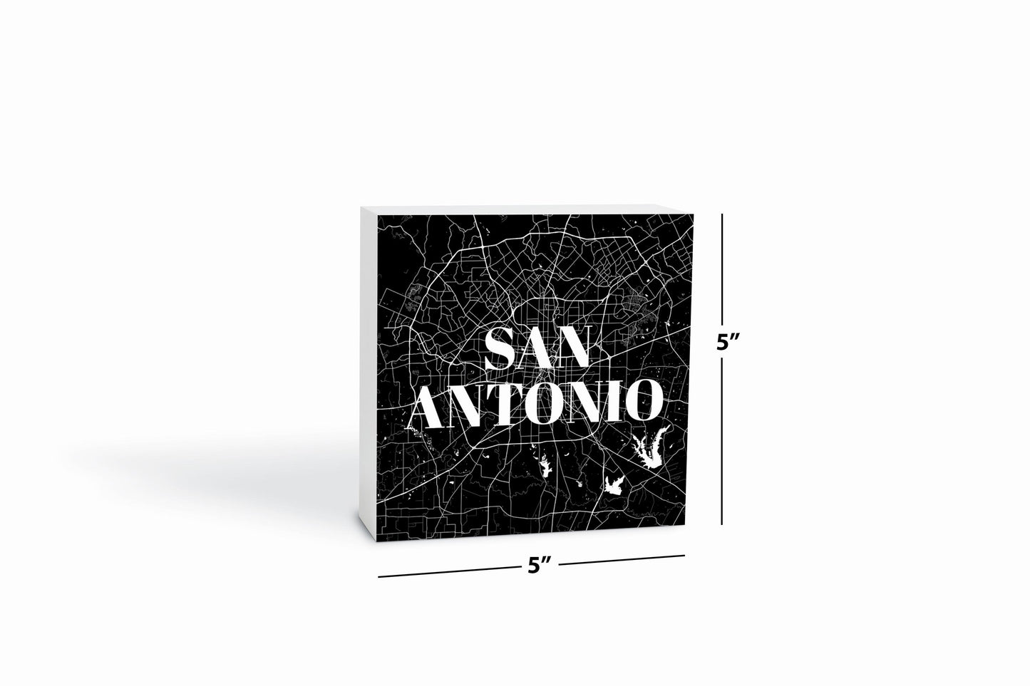 Minimalistic B&W Texas San Antonio Map| Wood Block | Eaches | Min 4
