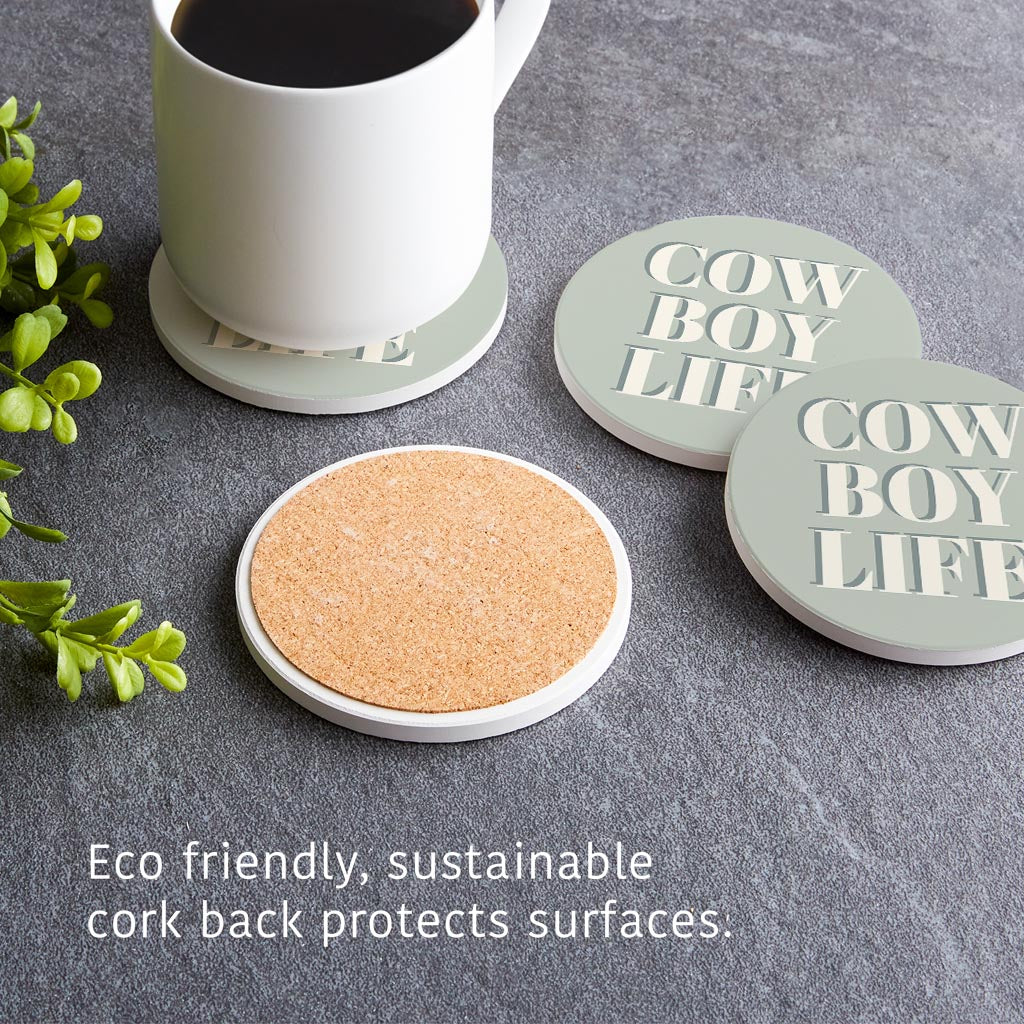 Modern Minimalist Oklahoma Cowboy Life | Absorbent Coasters | Set of 4 | Min 2