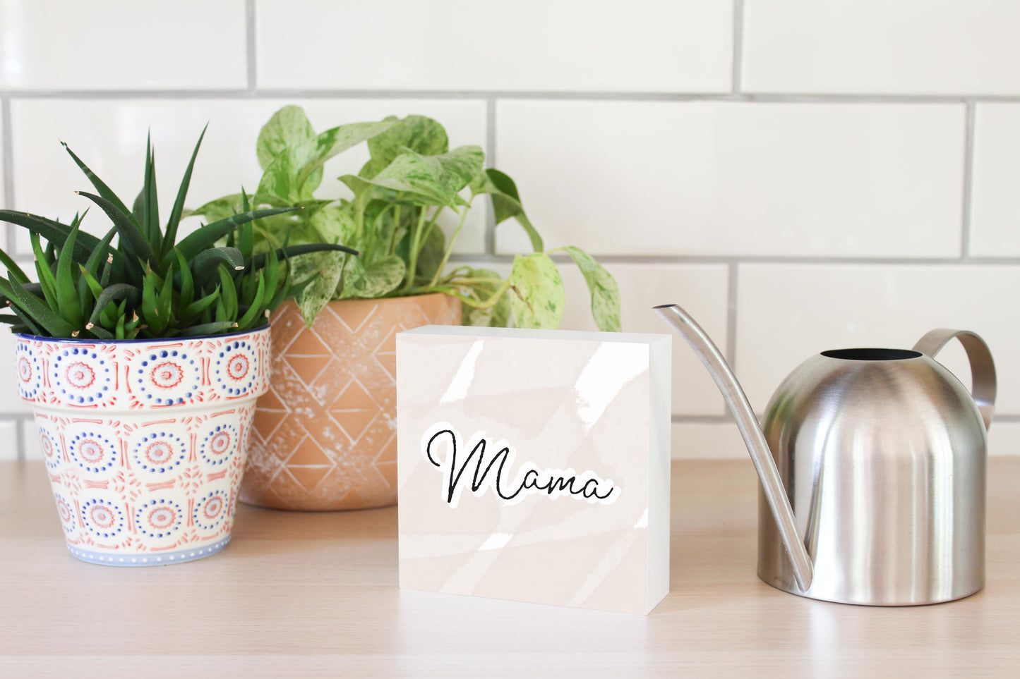 Modern Minimalist Mothers Day Mama | Wood Block | Eaches | Min 4