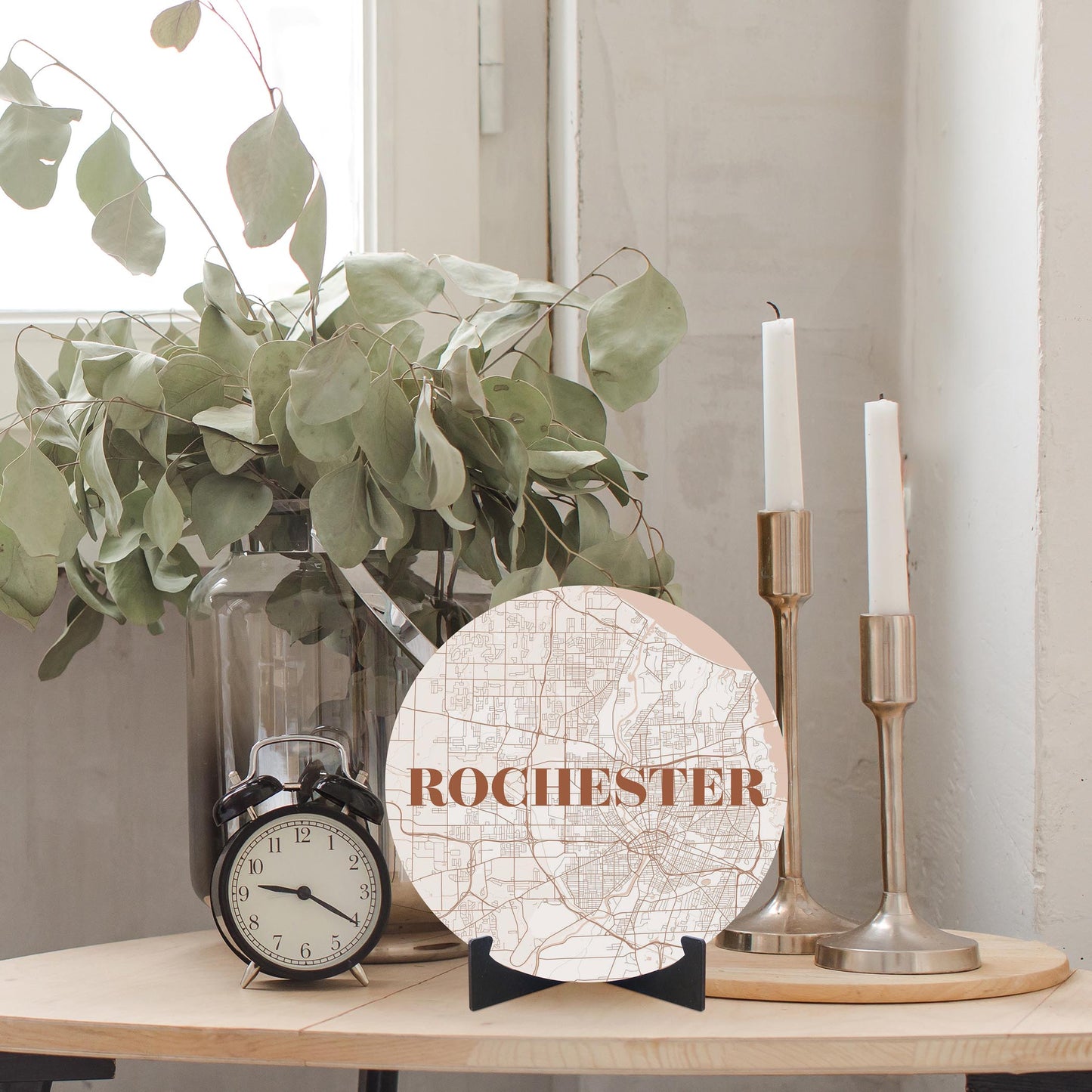 Modern Minimalist New York Rochester Map | Wood Sign | Eaches | Min 1