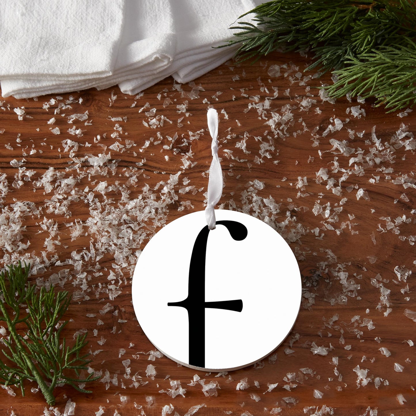 Minimalist Monogram F Circle| Wood Ornament | Eaches | Min 6