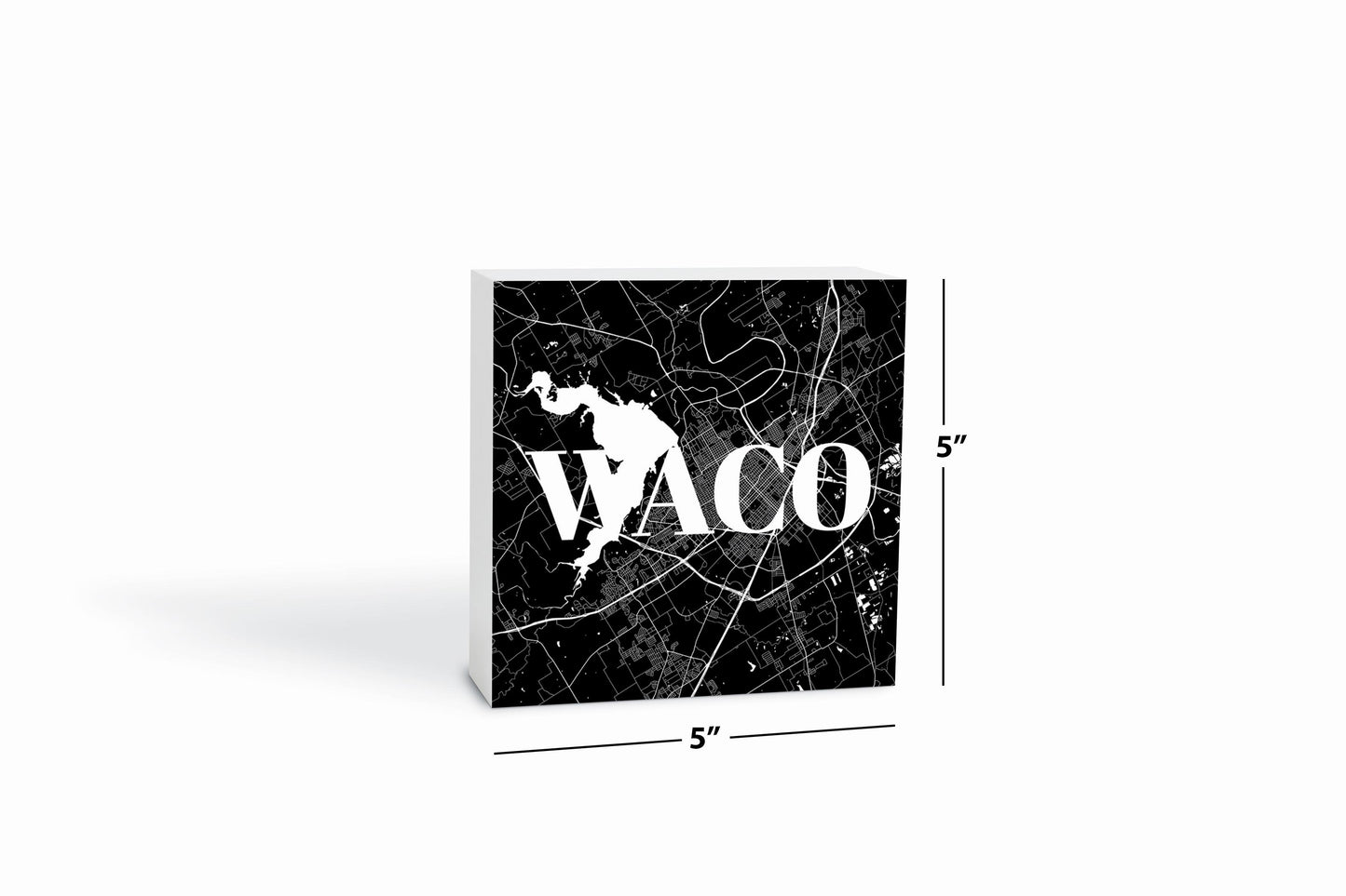 Minimalistic B&W Texas Waco Map | Wood Block | Eaches | Min 4