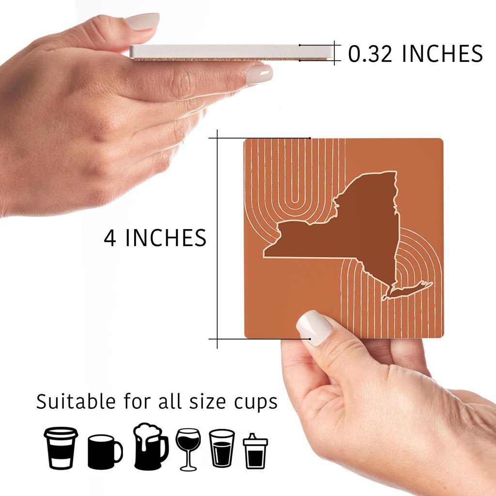 Modern Minimalist New York State Shapes Skylines | Absorbent Coasters | Set of 4 | Min 2