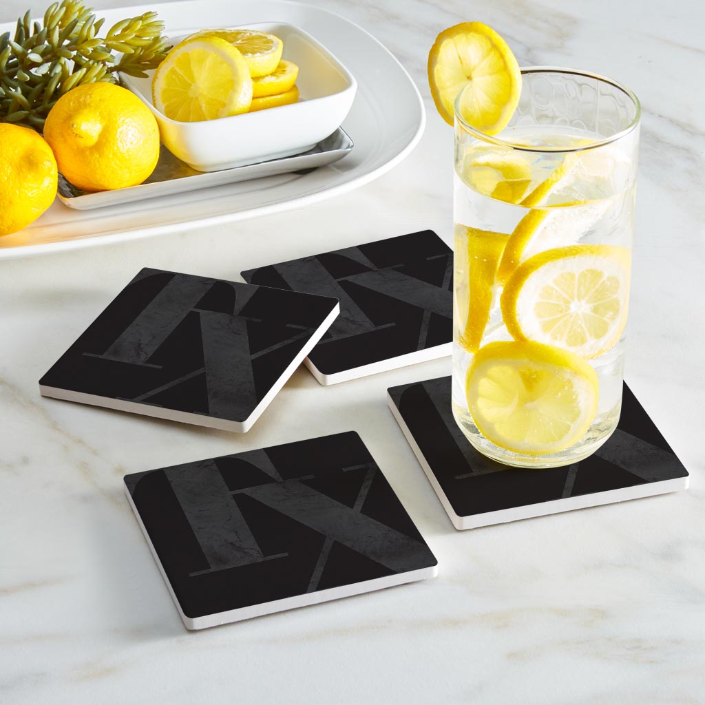 Modern Black Texas Initials | Absorbent Coasters | Set of 4 | Min 2