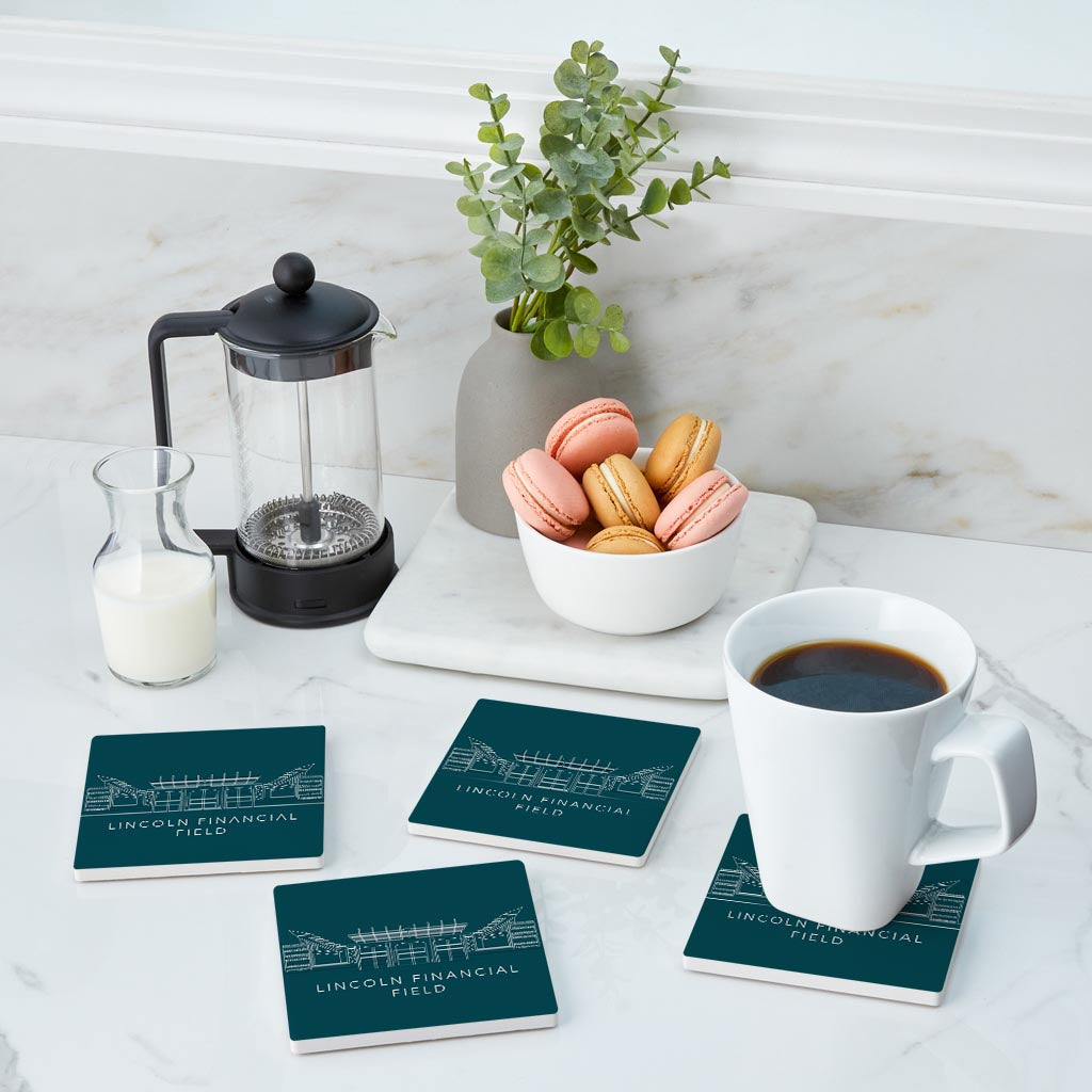 Modern Minimalist Pennsylvania Lincoln Field Line Drawing| Absorbent Coasters | Set of 4 | Min 2