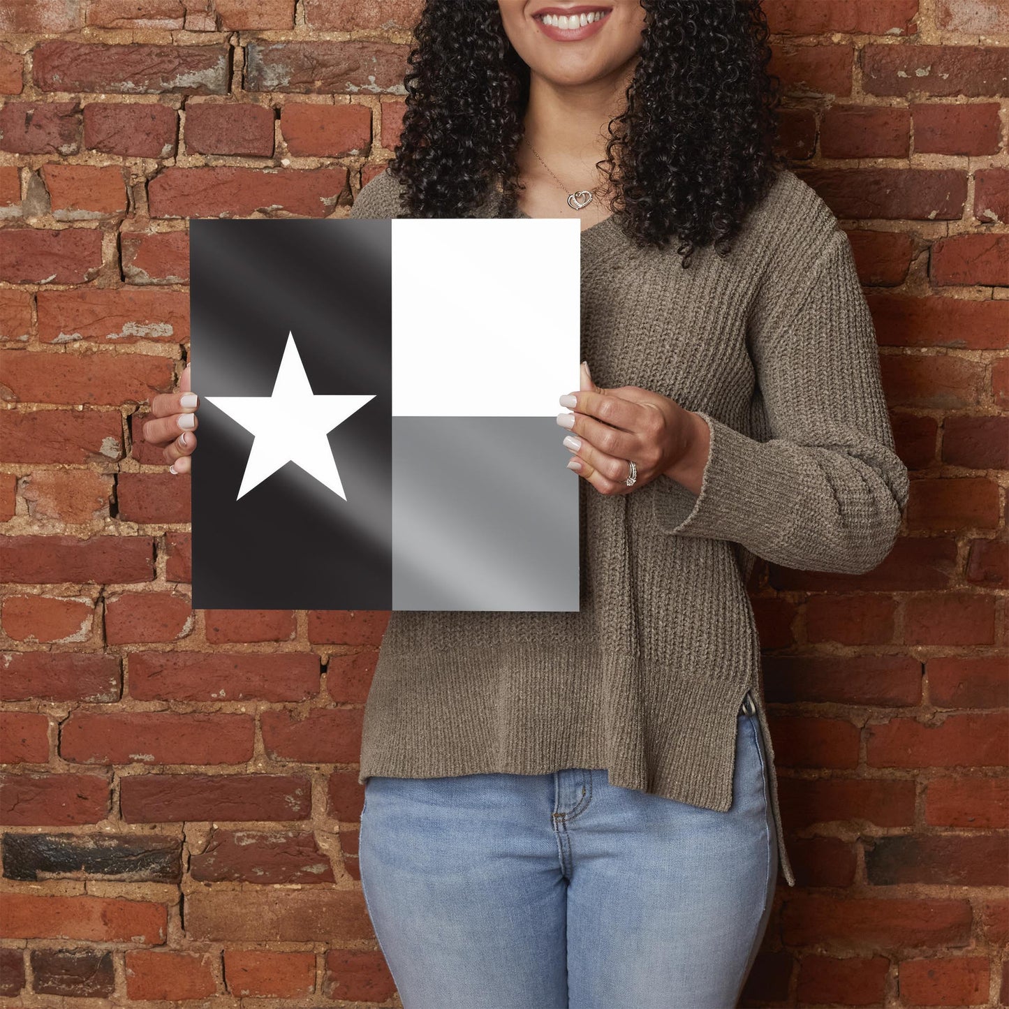 Minimalistic B&W Texas State Flag | Hi-Def Glass Art | Eaches | Min 1