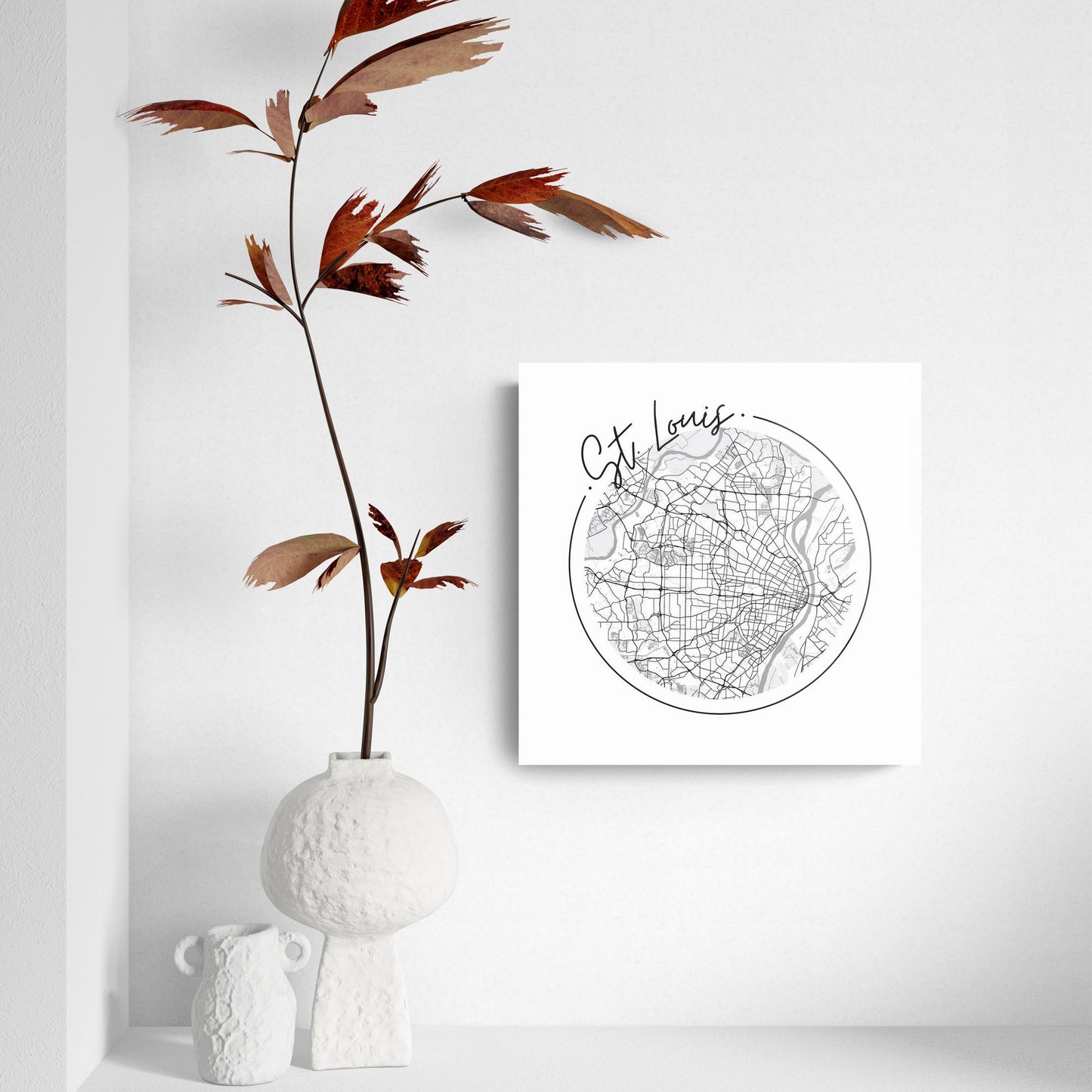 Minimalist B&W Missouri St Louis Circle Map | Hi-Def Glass Art | Eaches | Min 2