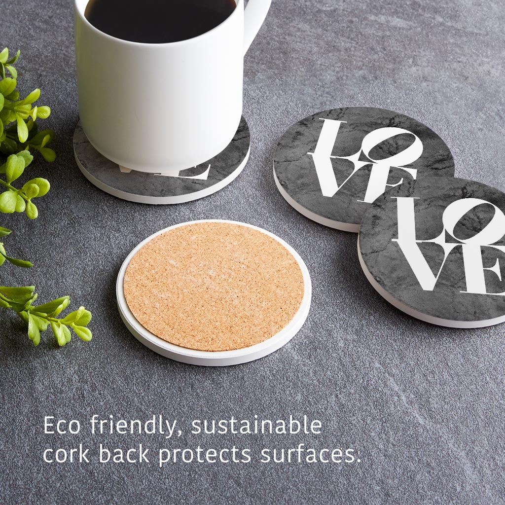 Minimalistic B&W Pennsylvania Love Dark | Absorbent Coasters | Set of 4 | Min 2