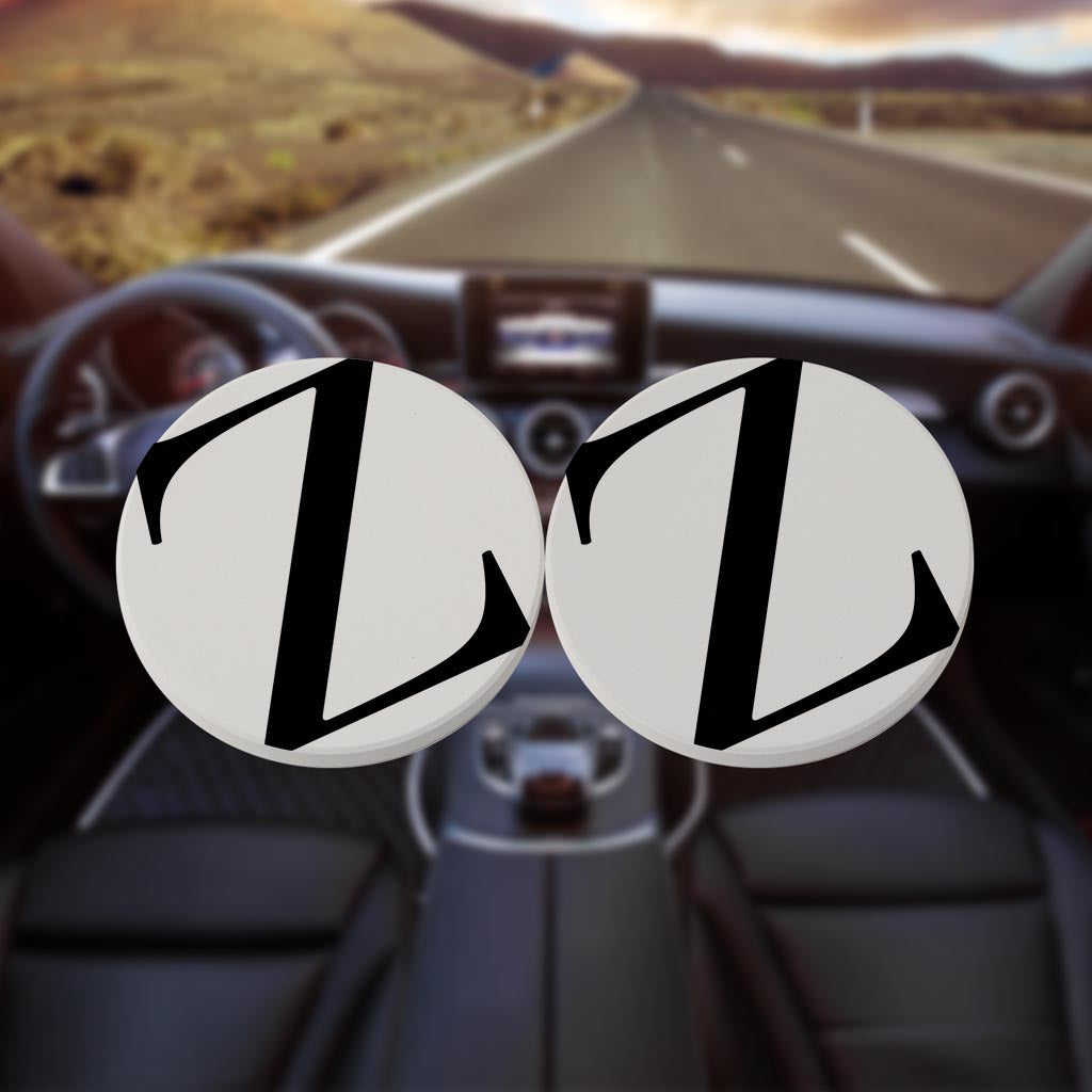Minimalist Monogram Z Circle | Absorbent Car Coasters | Set of 2 | Min 4