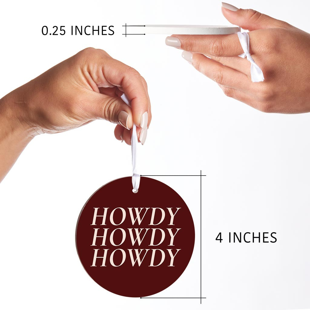 Modern Minimalist Texas Maroon Howdy | Wood Ornament | Eaches | Min 6