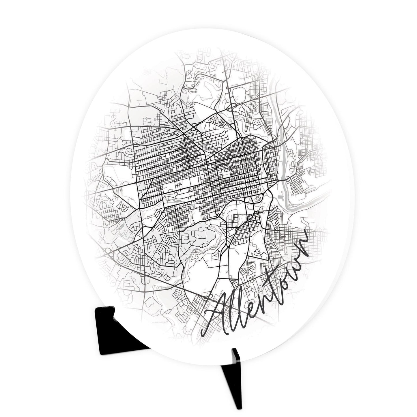 Minimalistic B&W Pennsylvania Allentown Circle Map | Wood Sign | Eaches | Min 1