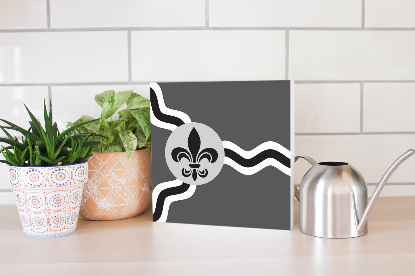 Minimalist B&W Missouri St Louis Flag | Wood Block | Eaches | Min 2