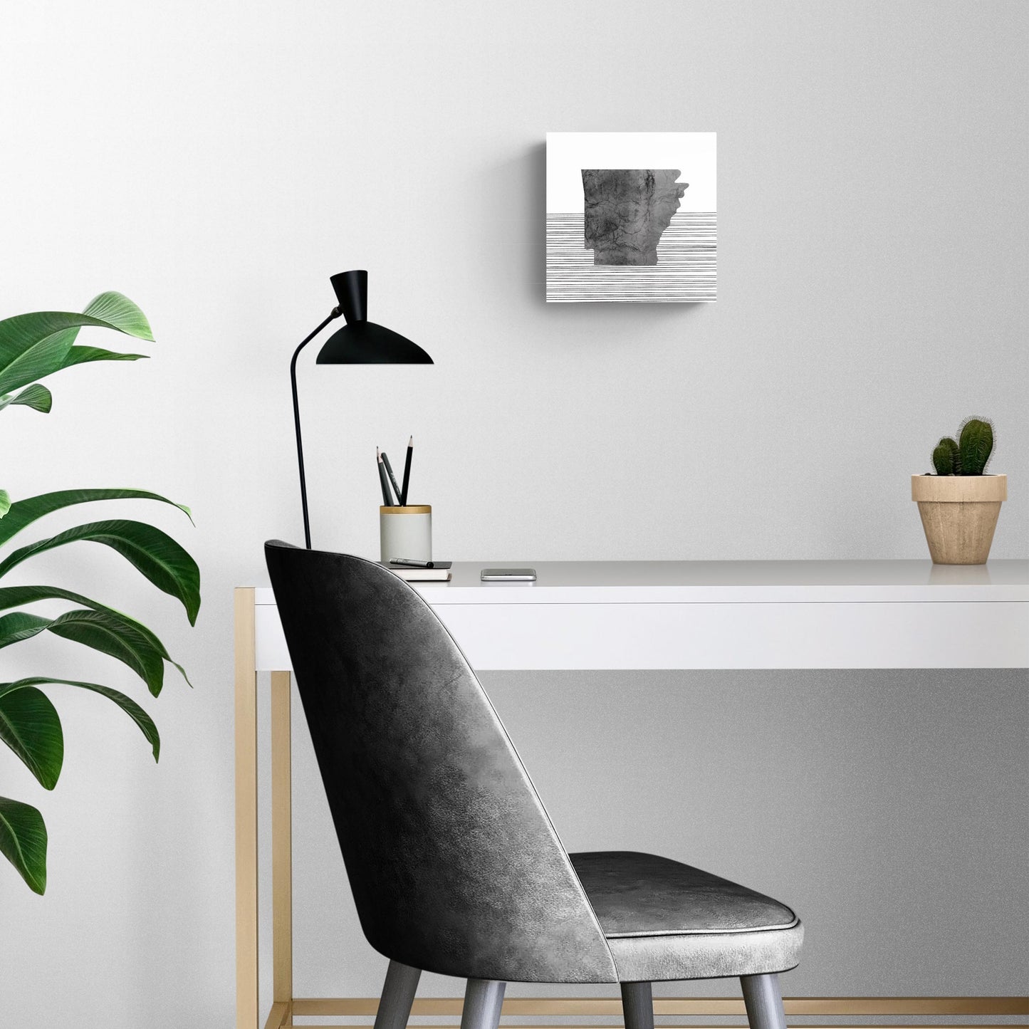 B&W Minimalist Arkansas Lines | Hi-Def Glass Art | Eaches | Min 2