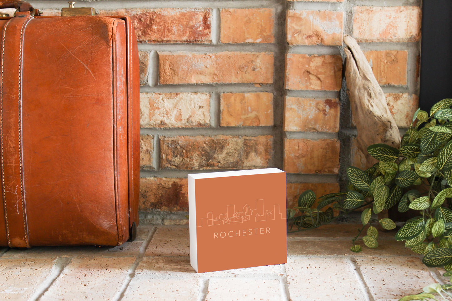 Modern Minimalistic New York Rochester Skyline | Wood Block | Eaches | Min 4
