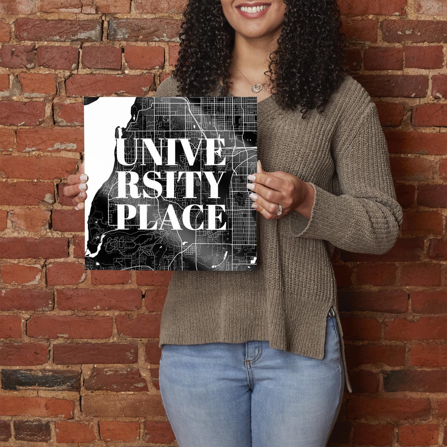 Minimalistic B&W Washington University Place Map | Hi-Def Glass Art | Eaches | Min 1