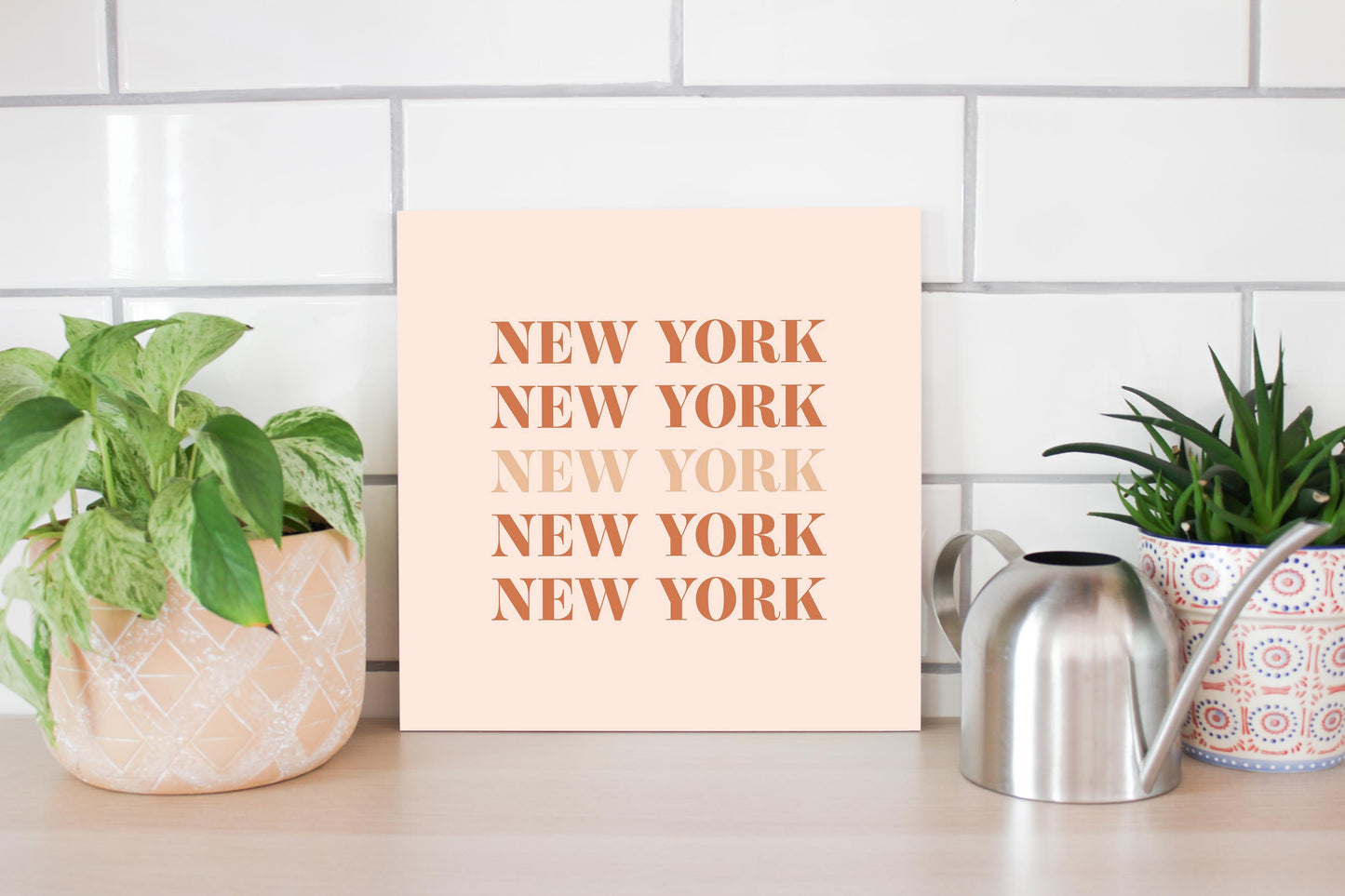 Modern Minimalist New York Repeated Light | Wood Sign | Eaches | Min 2