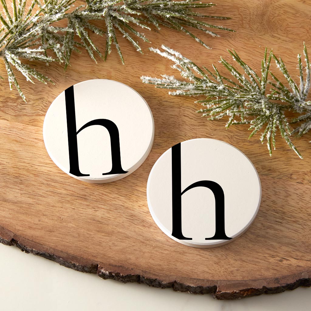 Minimalist Monogram H Circle | Absorbent Car Coasters | Set of 2 | Min 4