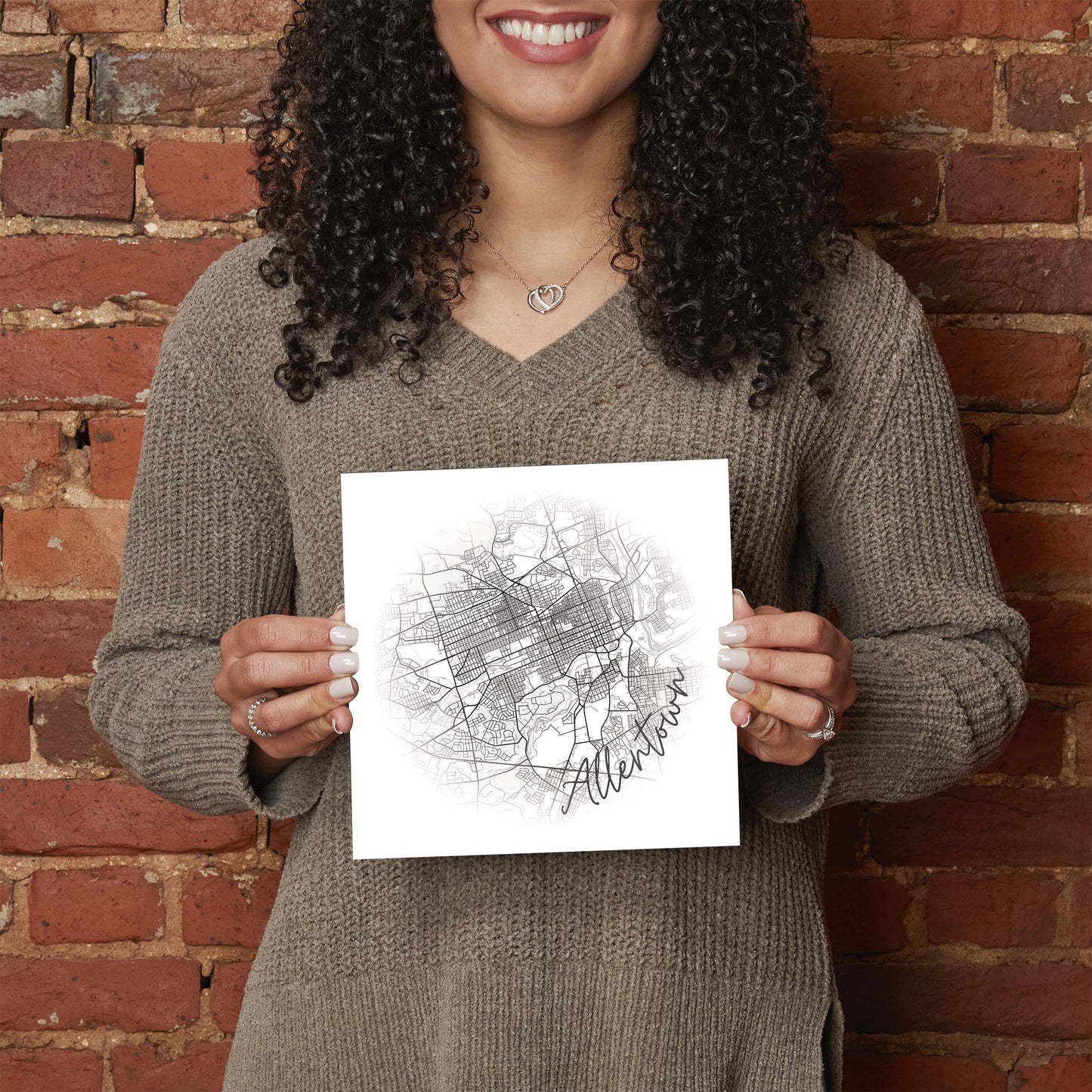 Minimalistic B&W Pennsylvania Allentown Circle Map | Hi-Def Glass Art | Eaches | Min 2