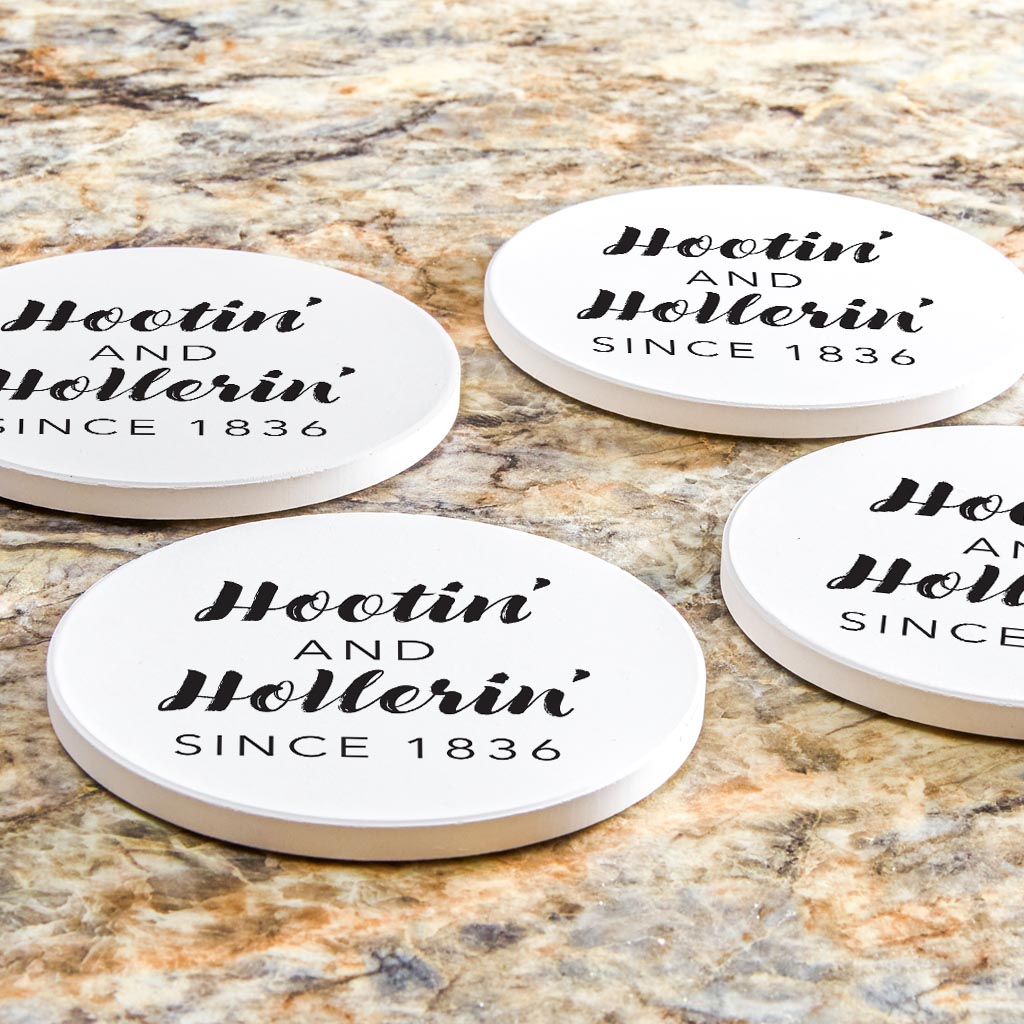 B&W Minimalist Arkansas Hootin Hollerin | Absorbent Coasters | Set of 4 | Min 2
