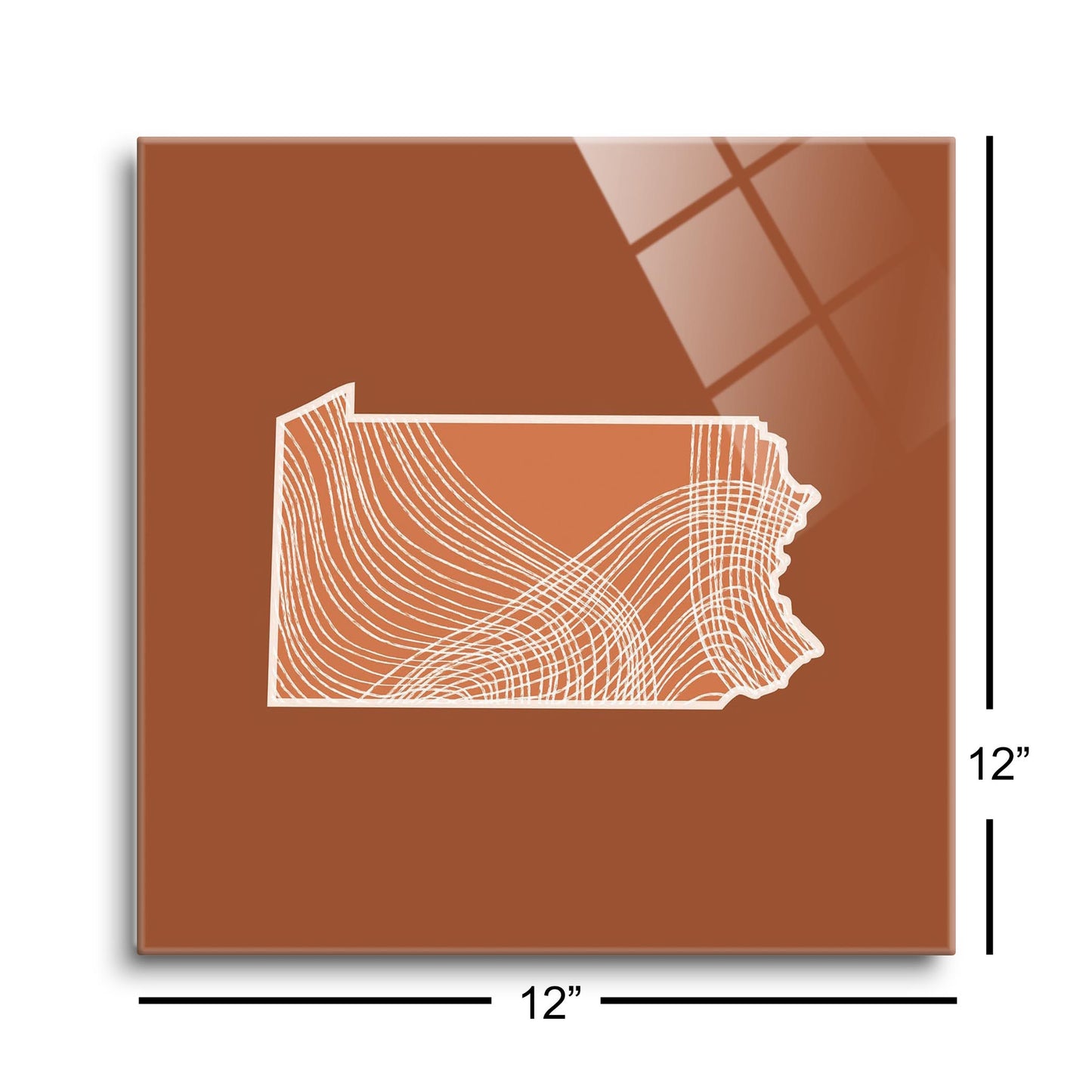 Modern Minimalist Pennsylvania State Lines Dark | Hi-Def Glass Art | Eaches | Min 1