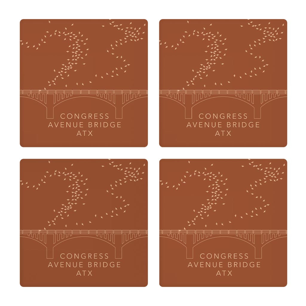 Modern Minimalist Texas Austin Congress Bridge | Absorbent Coasters | Set of 4 | Min 2