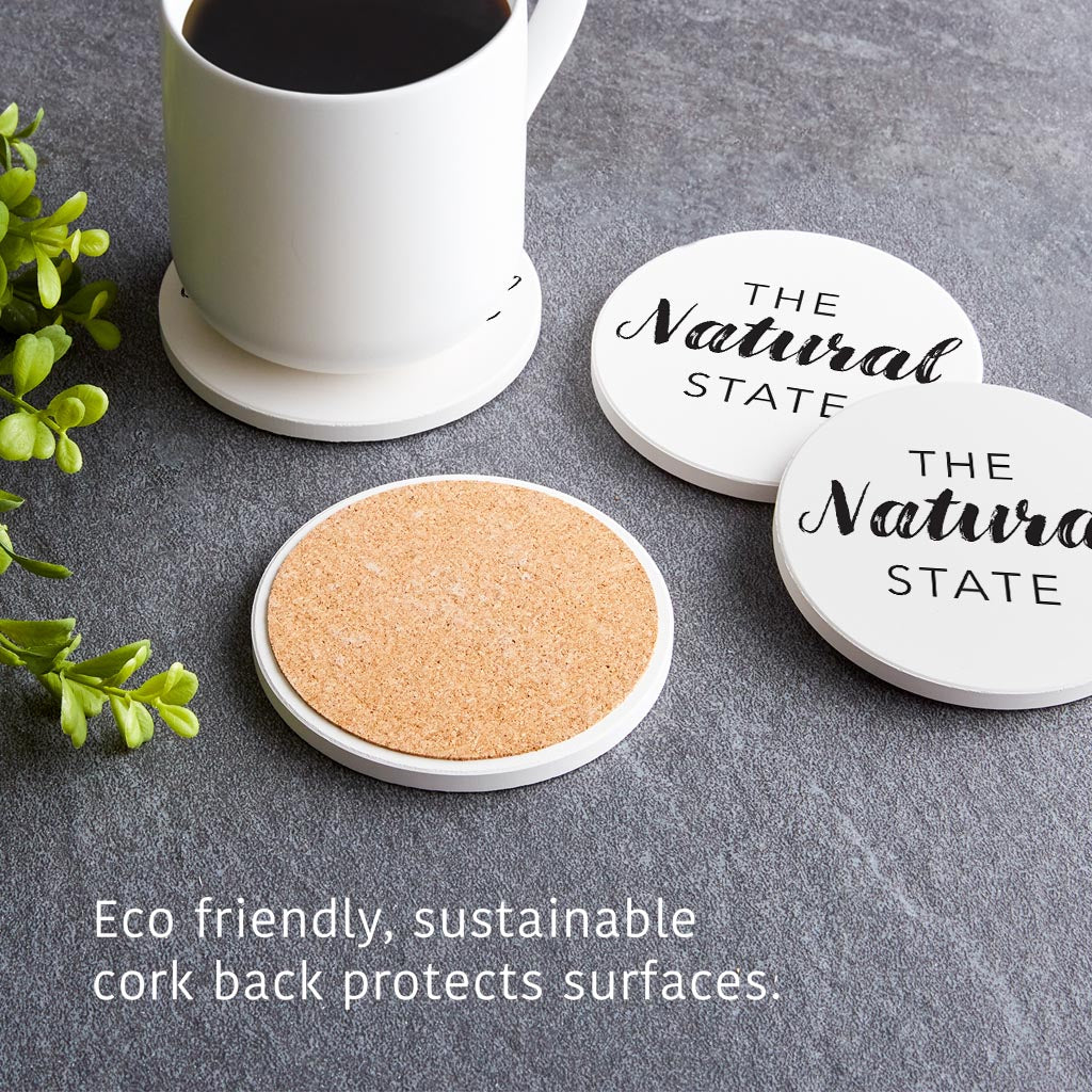B&W Minimalist Arkansas The Natural State | Absorbent Coasters | Set of 4 | Min 2