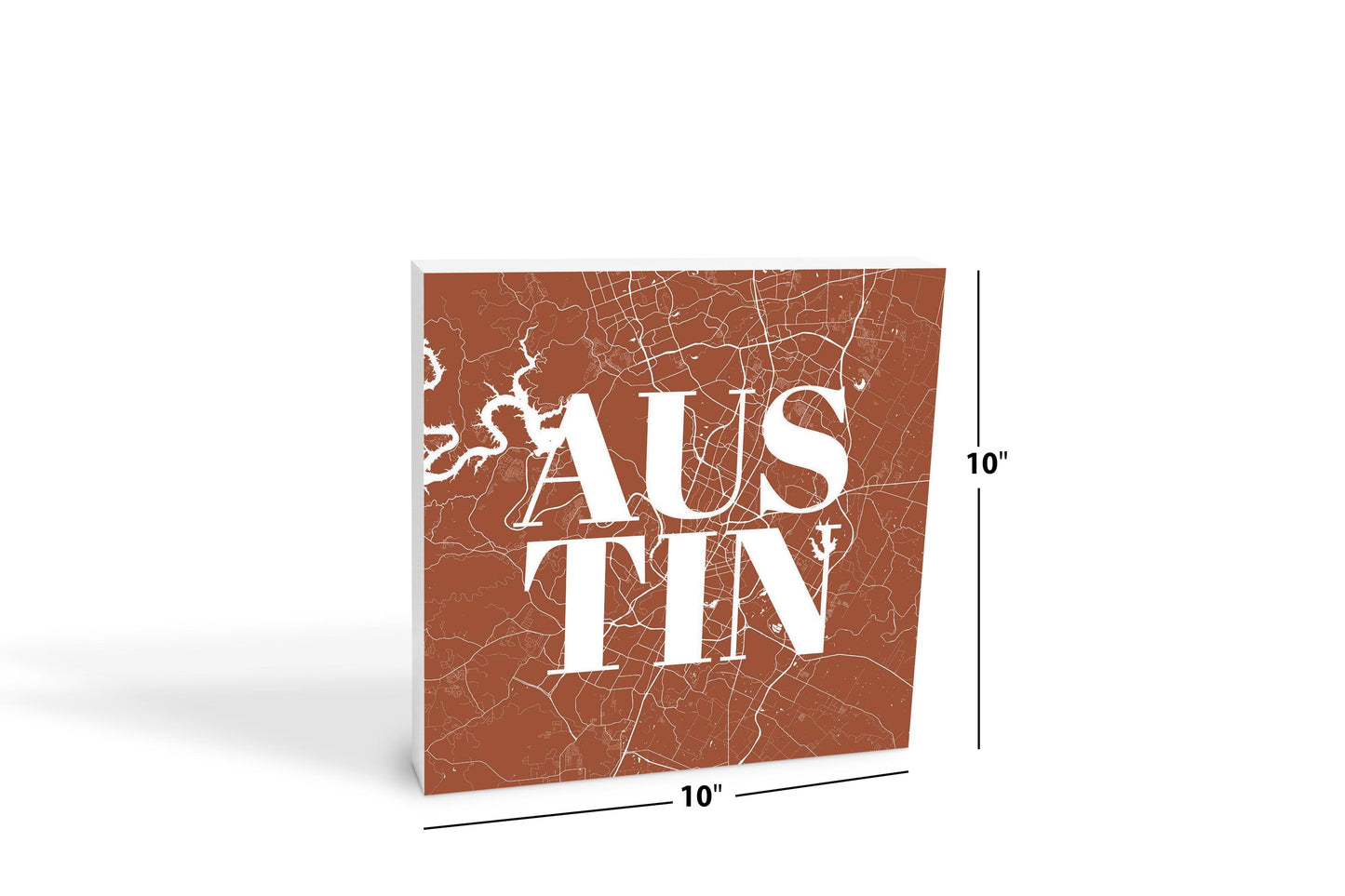Modern Minimalist Texas Austin Map | Wood Block | Eaches | Min 2