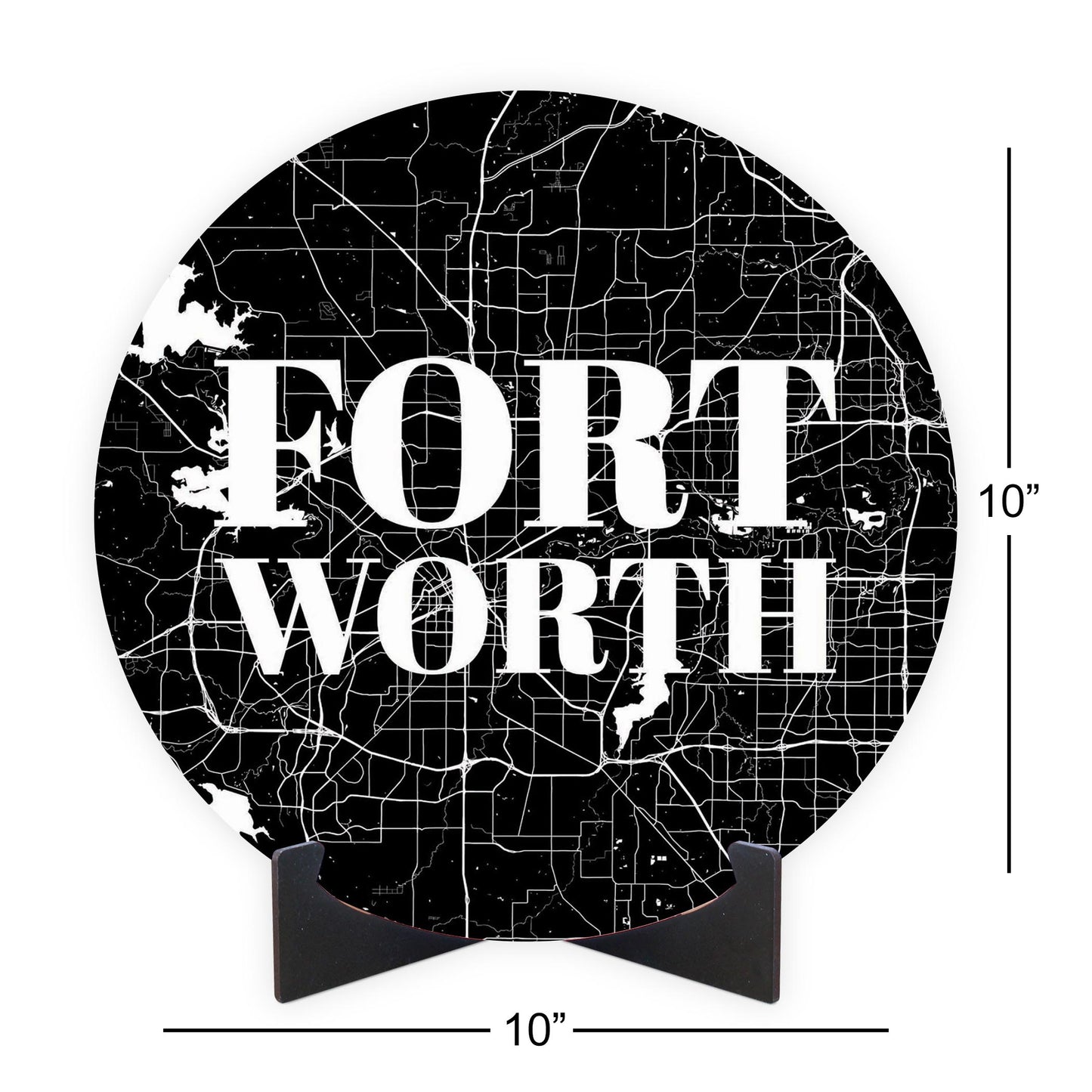 Minimalistic B&W Texas Fort Worth Map | Wood Sign | Eaches | Min 1
