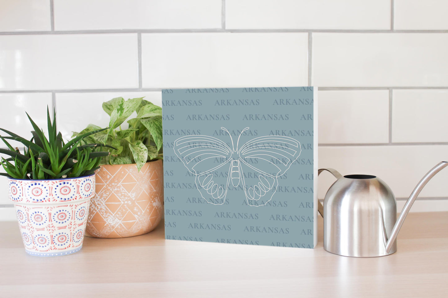 Modern Minimalist Arkansas Diana Fritillary Butterfly | Wood Block | Eaches | Min 2