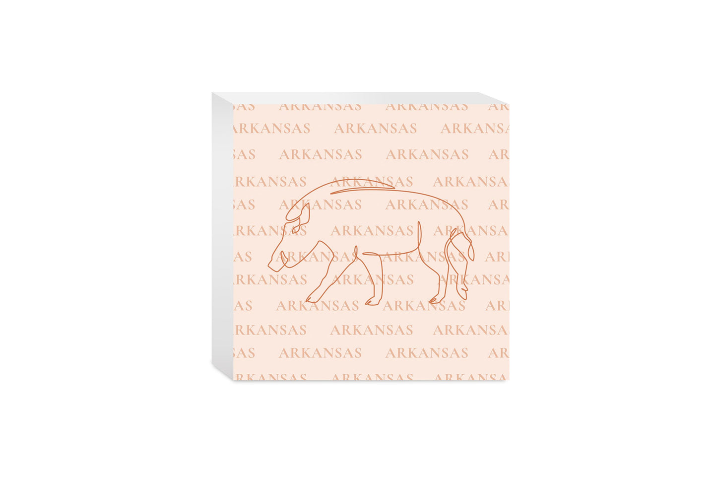 Modern Minimalist Arkansas Hog Line Drawing | Wood Block | Eaches | Min 4
