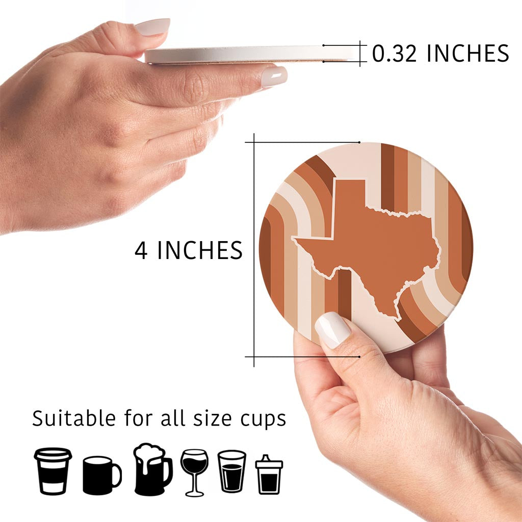 Modern Minimalist Texas State Shape Retro Lines | Absorbent Coasters | Set of 4 | Min 2