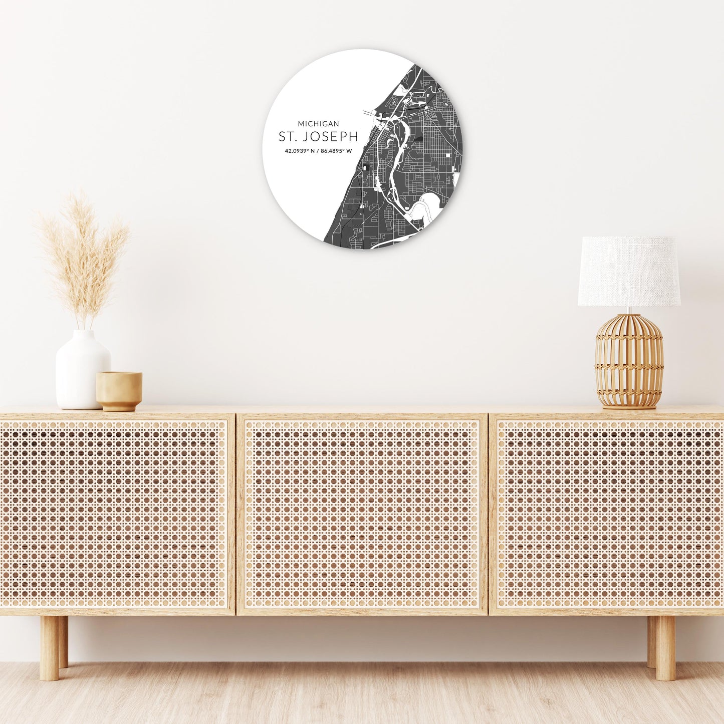 St Joseph Black And White Map| Wood Sign | Eaches | Min 1