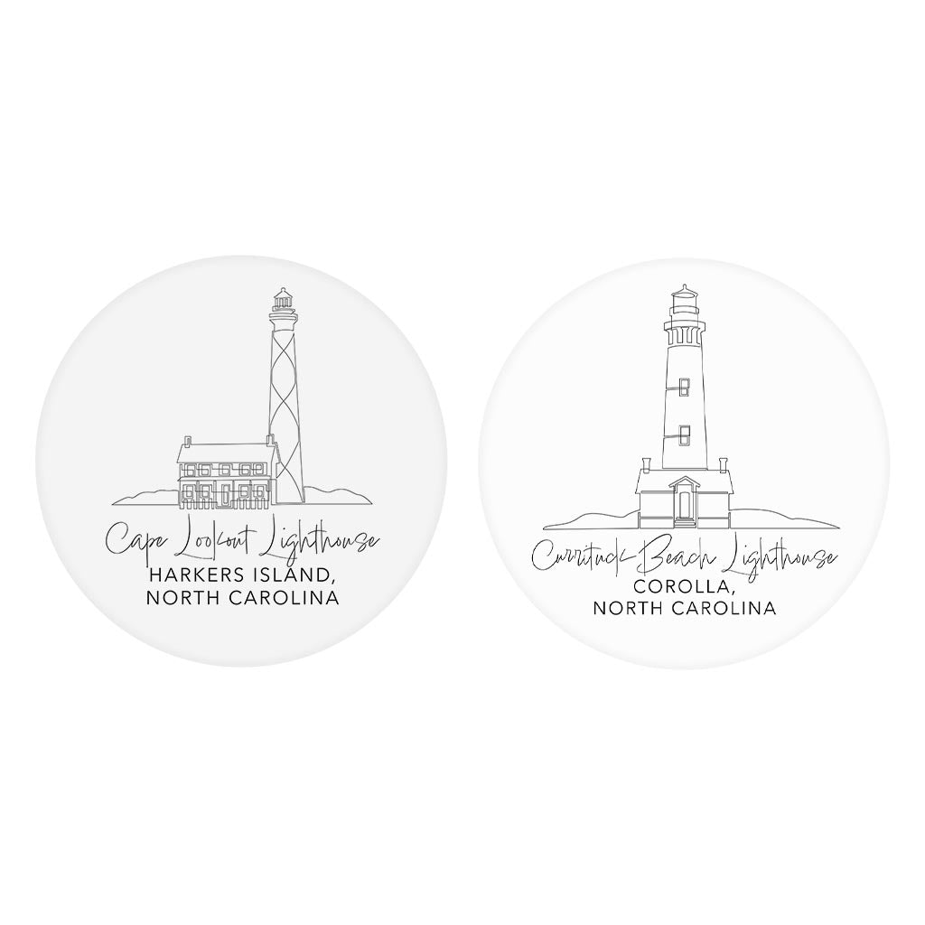 North Carolina Lighthouses | Absorbent Car Coasters | Set of 2 | Min 4
