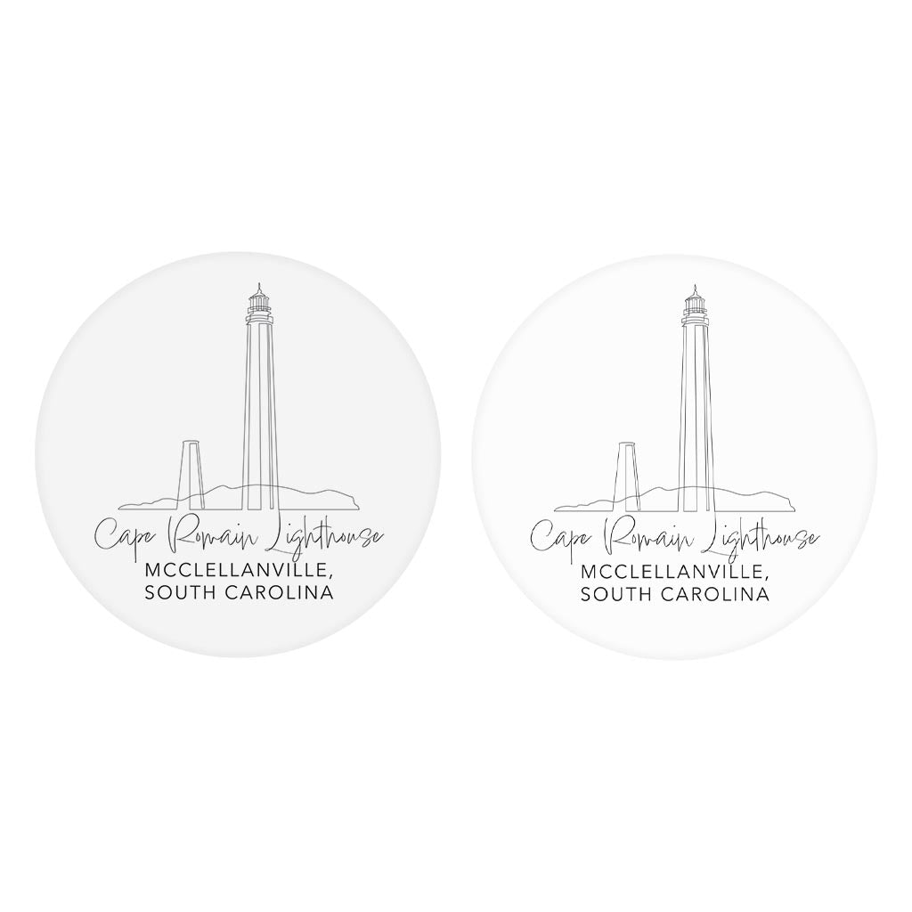Cape Romain Lighthouse | Absorbent Car Coasters | Set of 2 | Min 4