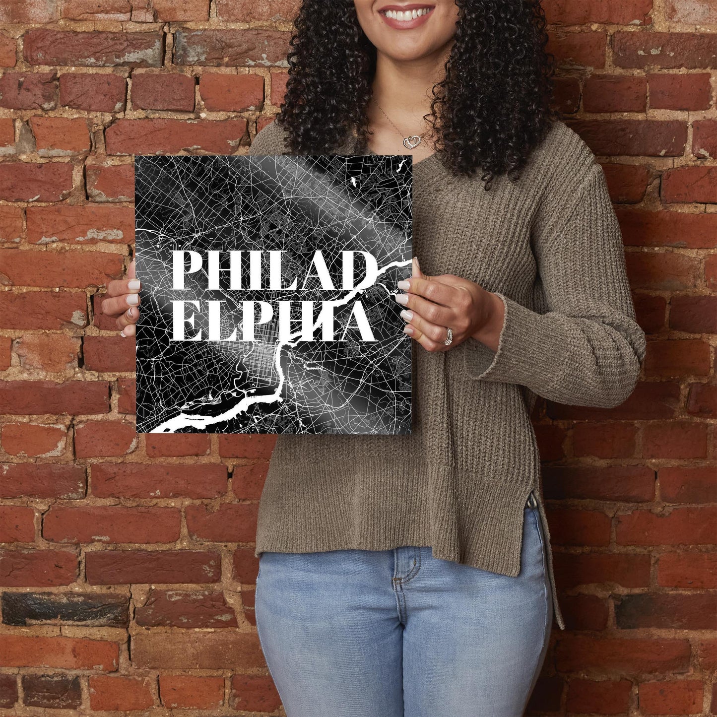 Minimalistic B&W Pennsylvania Philadelphia Map | Hi-Def Glass Art | Eaches | Min 1