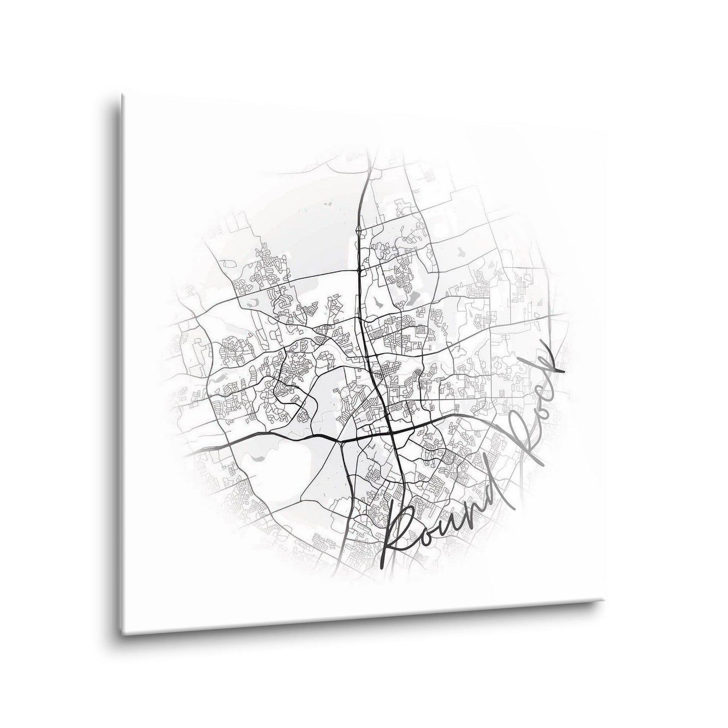 Minimalistic B&W Texas Round Rock Circle Map | Hi-Def Glass Art | Eaches | Min 1
