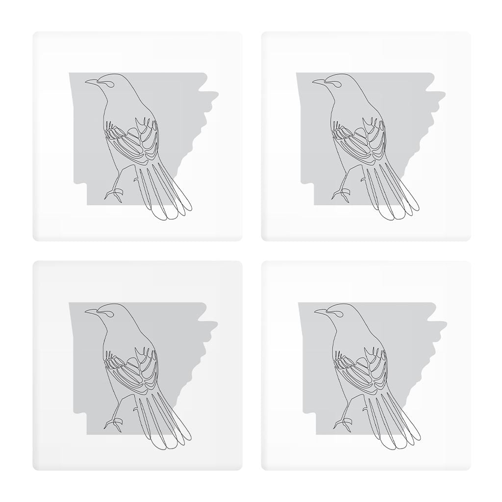 B&W Minimalist Arkansas Single Line Bird | Absorbent Coasters | Set of 4 | Min 2