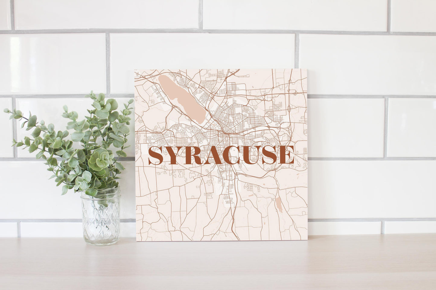 Modern Minimalist New York Syracuse Map | Wood Sign | Eaches | Min 2