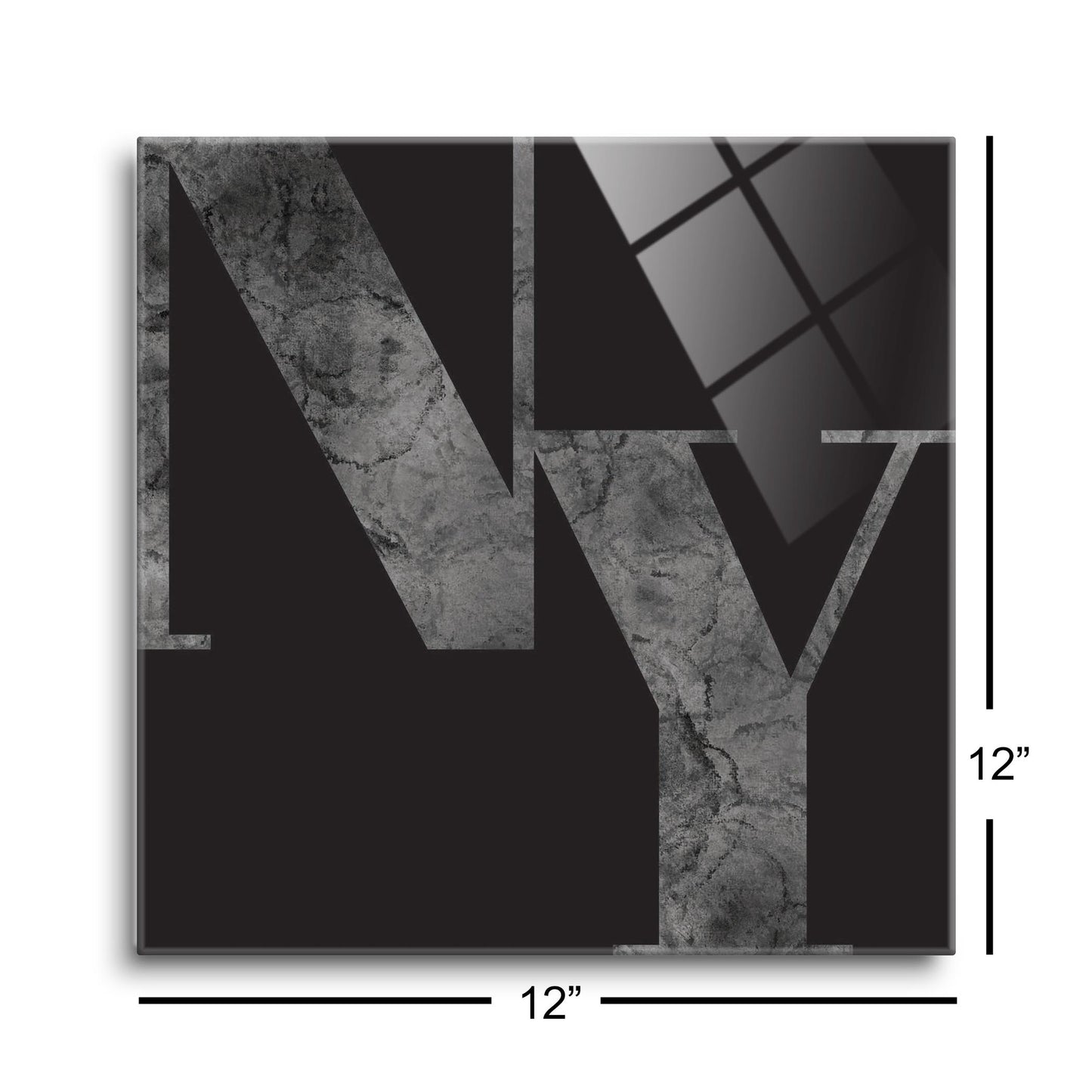 Minimalistic B&W New York Black Initials | Hi-Def Glass Art | Eaches | Min 1