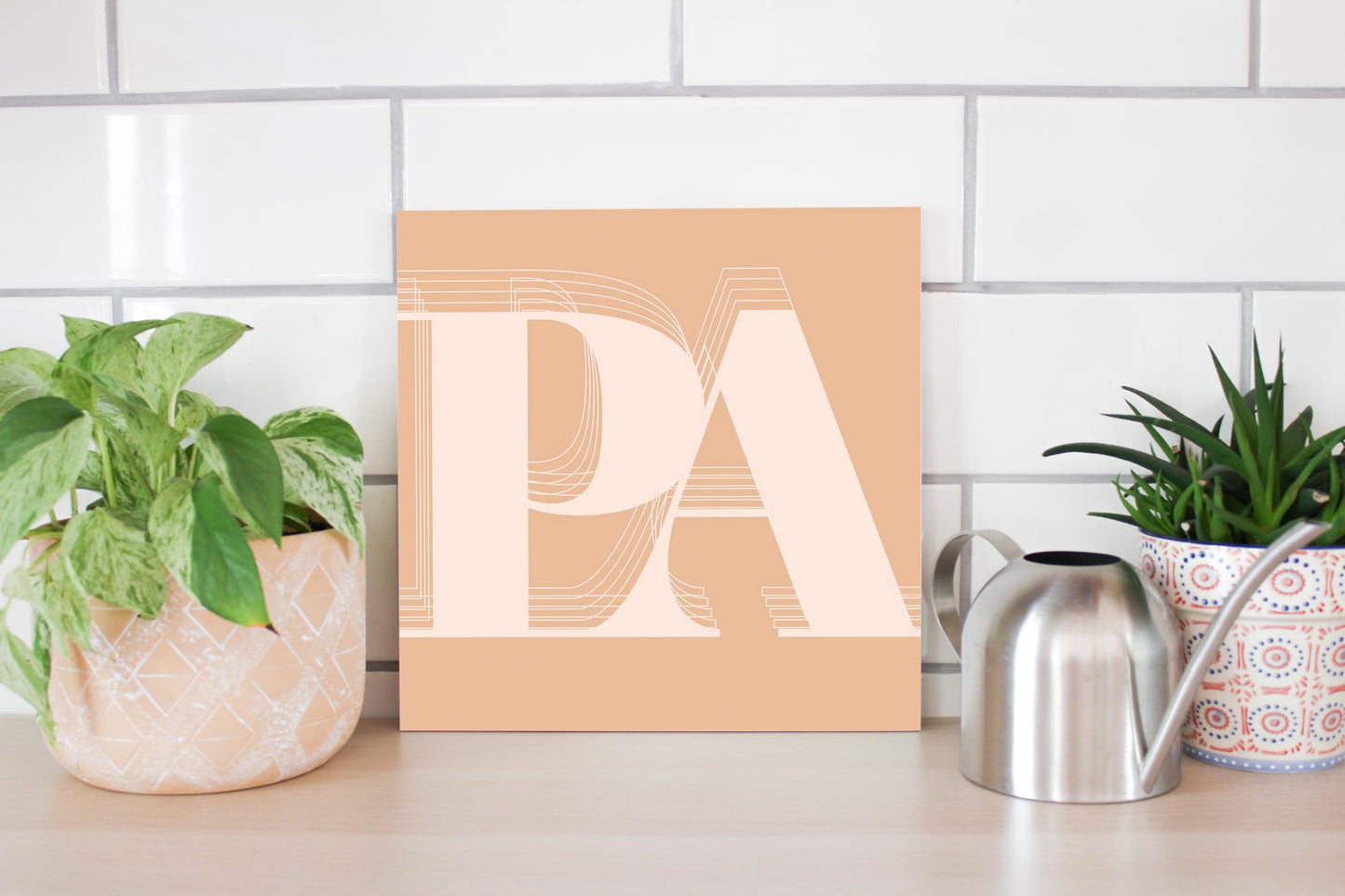 Modern Minimalist Pennsylvania Pa Initials Light | Wood Sign | Eaches | Min 2
