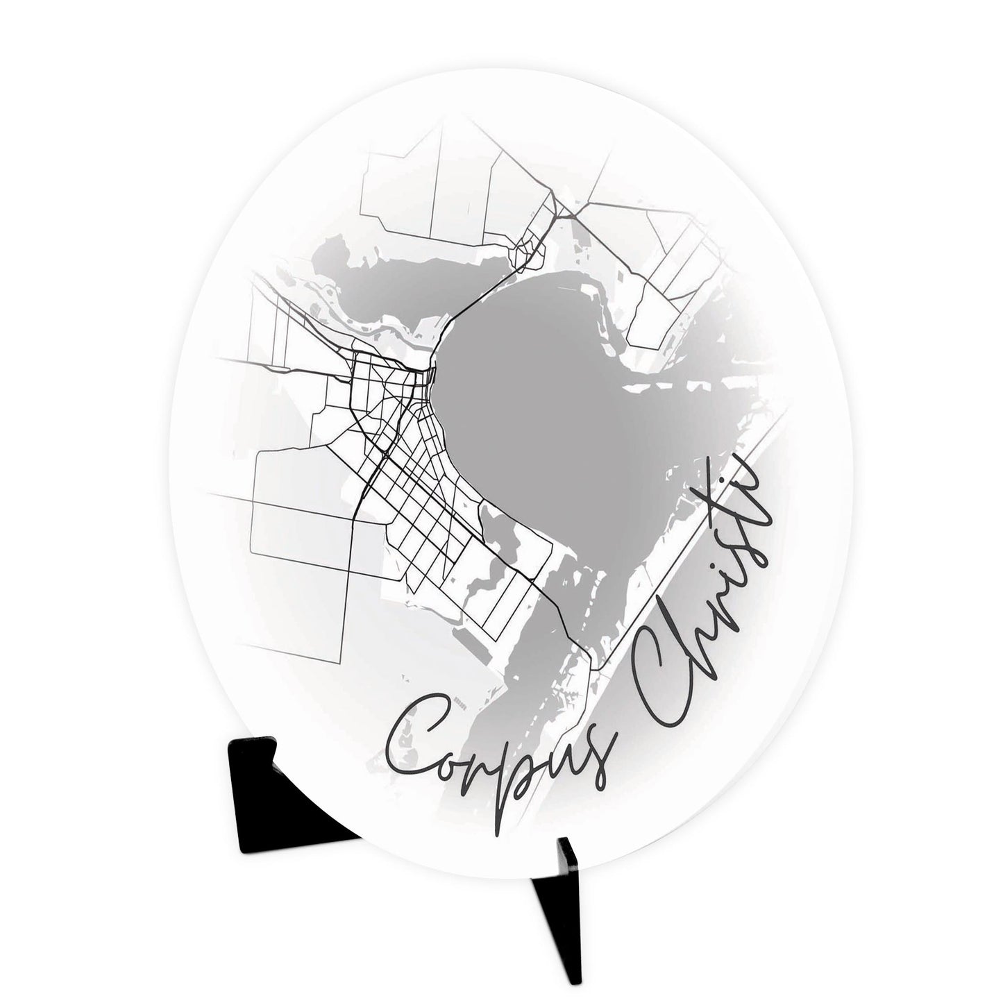 Minimalistic B&W Texas Corpus Christi Circle Map | Wood Sign | Eaches | Min 1