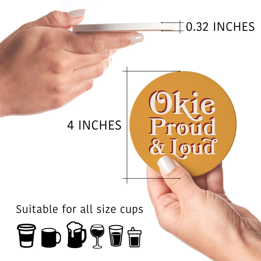 Modern Minimalist Oklahoma Proud Loud| Absorbent Coasters | Set of 4 | Min 2